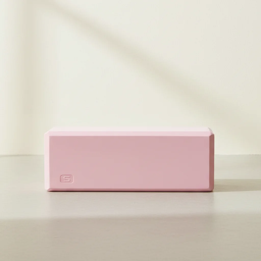 The pink block lying flat, its lowest position